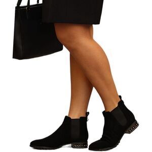 Karl Lagerfeld Suede Booties Size 7.5 M, Black & Silver